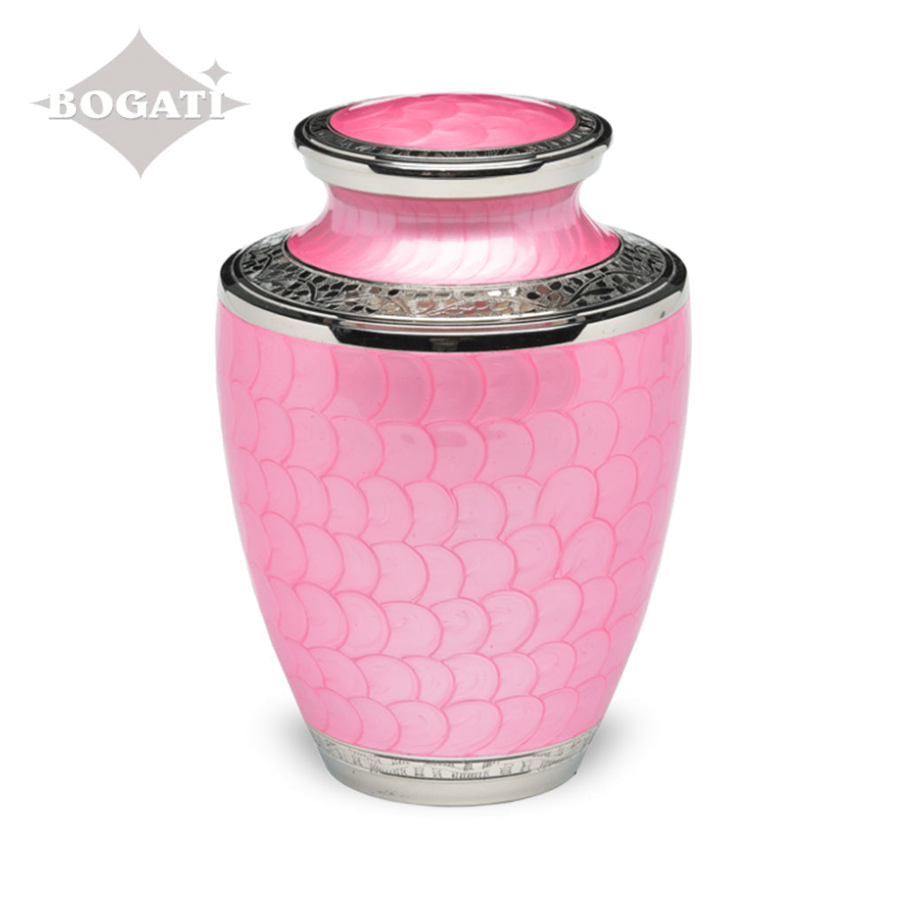 ADULT Nickel Plated Brass Urn -1963- Enamel finish with Bands Pink