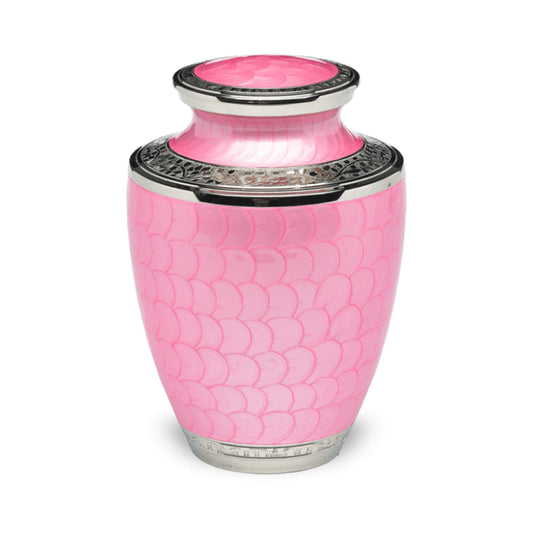 ADULT Nickel Plated Brass Urn -1963- Enamel finish with Bands Pink