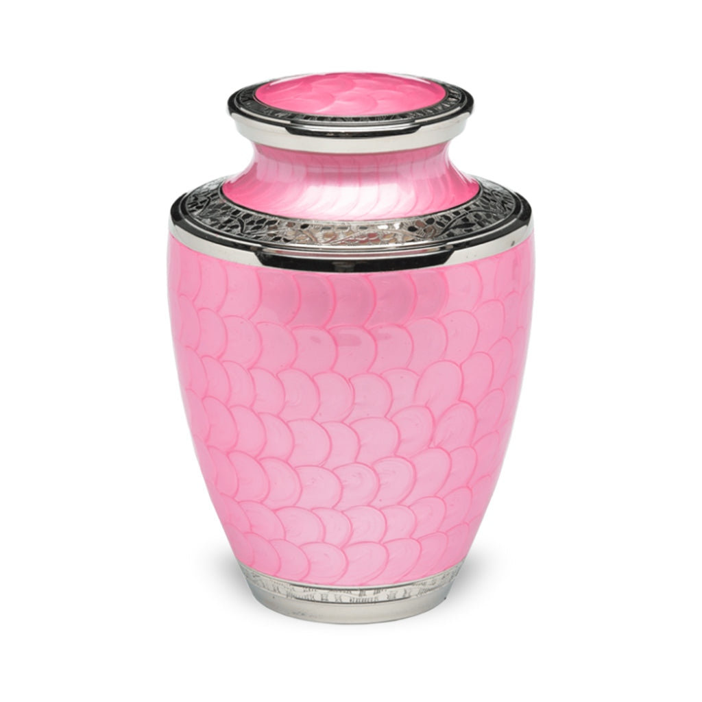 ADULT Nickel Plated Brass Urn -1963- Enamel finish with Bands Pink