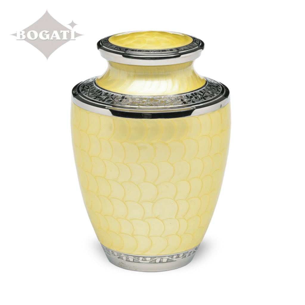 ADULT Nickel Plated Brass Urn -1963- Enamel finish with Bands Yellow