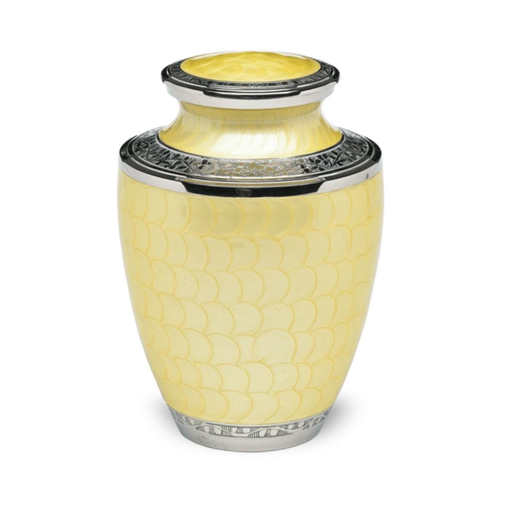 ADULT Nickel Plated Brass Urn -1963- Enamel finish with Bands Yellow