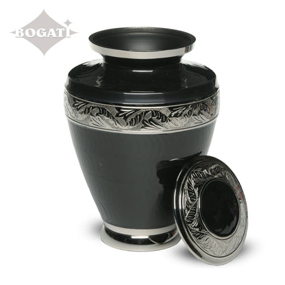 ADULT Brass Urn -1964- Enamel Overlay - Silver-tone bands