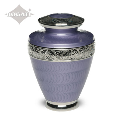 ADULT Brass Urn -1964- Enamel Overlay - Silver-tone bands Purple