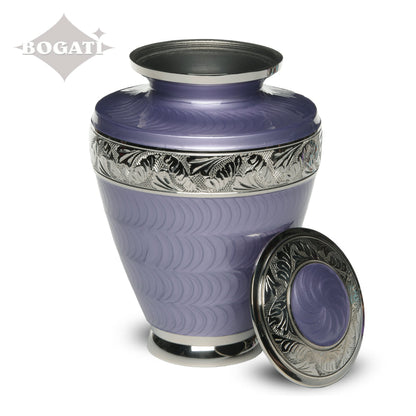 ADULT Brass Urn -1964- Enamel Overlay - Silver-tone bands