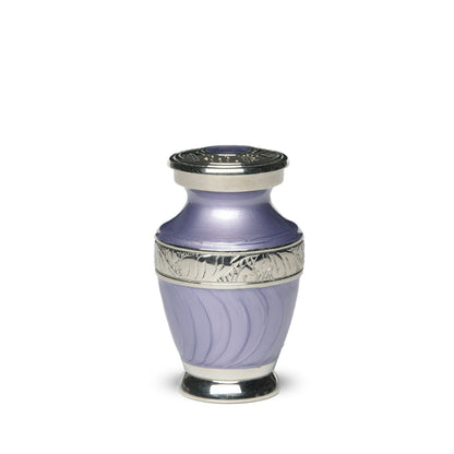 KEEPSAKE Brass Urn -1964- Enamel Overlay- Silver-tone bands Purple