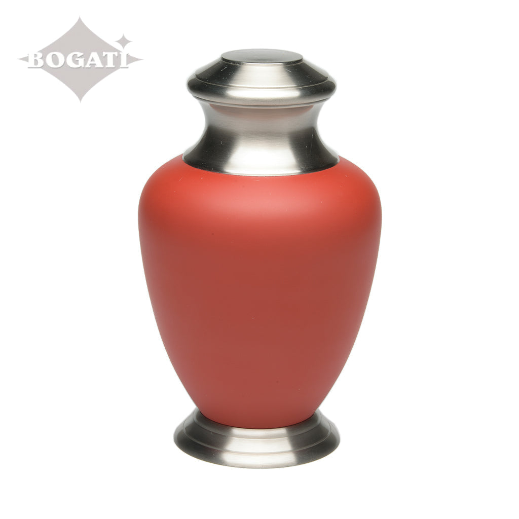 ADULT Brass urn -1966- Pewter with Solid Color Finish Red
