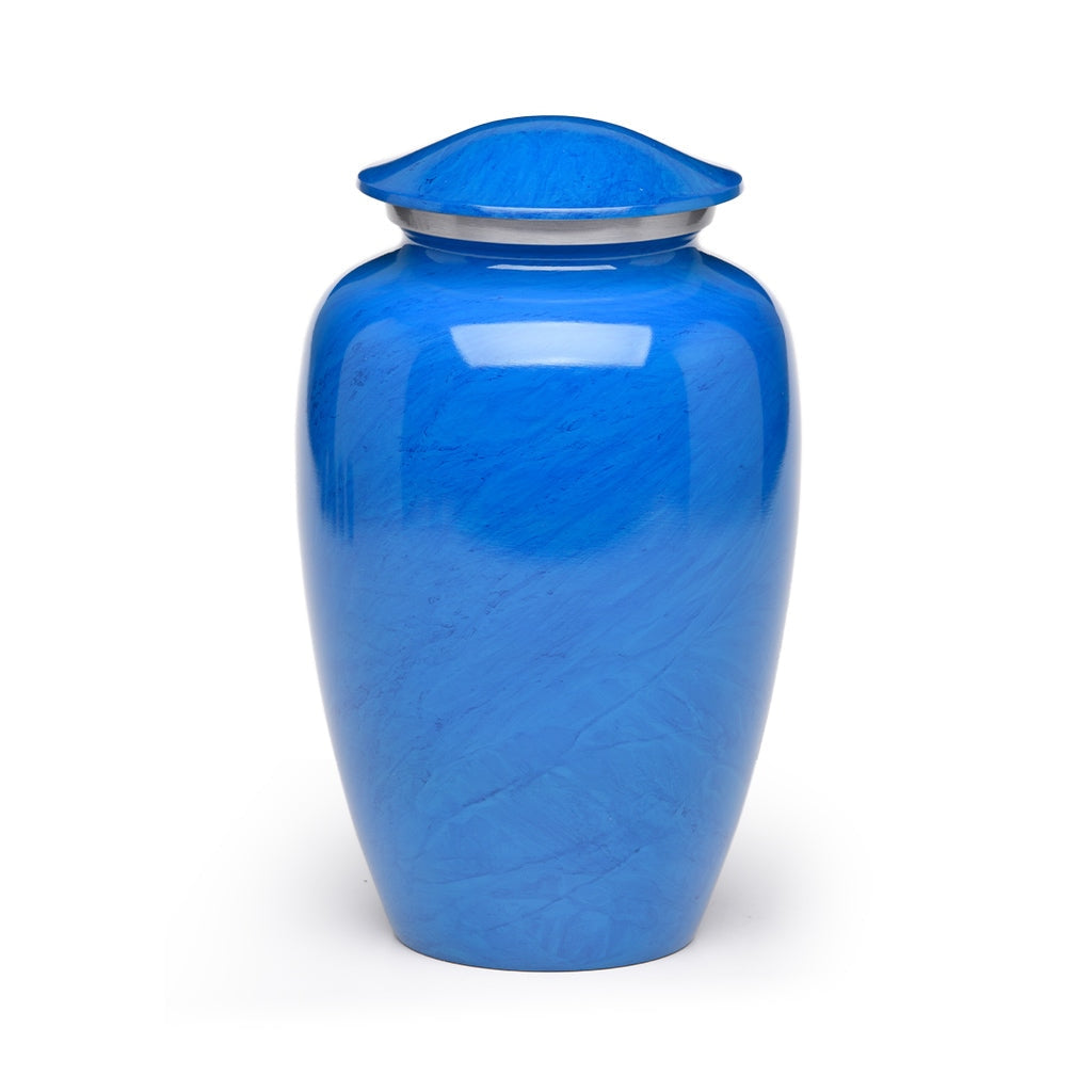 ADULT Classic alloy urn - 1995-Swirl Pattern BLUE