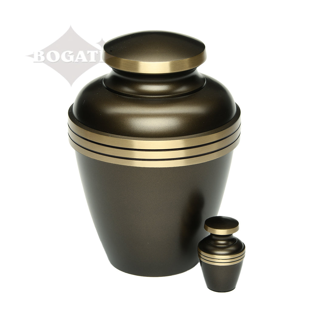 ADULT - Brass Urn -2000-  Chestnut Brown with Brass Bands