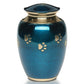 LARGE Brass Pet Urn -1650- "Forever Paws" - Blue & Gold