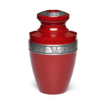 ADULT - Alloy Urn -2116- Grecian with Bogati Jasmine Border Red