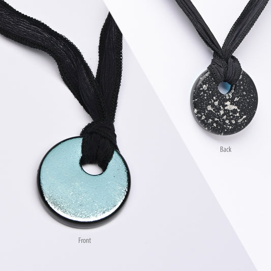 J-2168- Dichroic Glass Love Ashes Reflection Circles - Infused with Cremains