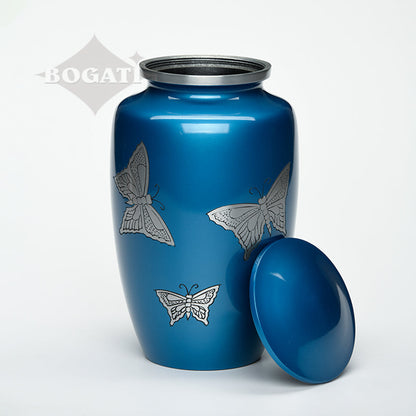 ADULT -Classic Alloy Urn -2415– with engraved BUTTERFLIES