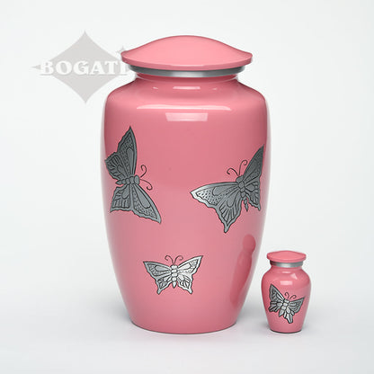 ADULT -Classic Alloy Urn -2415– with engraved BUTTERFLIES