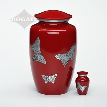 ADULT -Classic Alloy Urn -2415– with engraved BUTTERFLIES