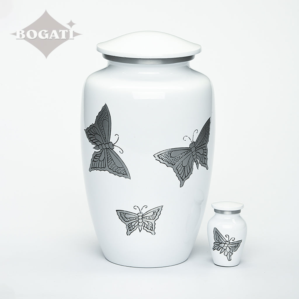 ADULT -Classic Alloy Urn -2415– with engraved BUTTERFLIES