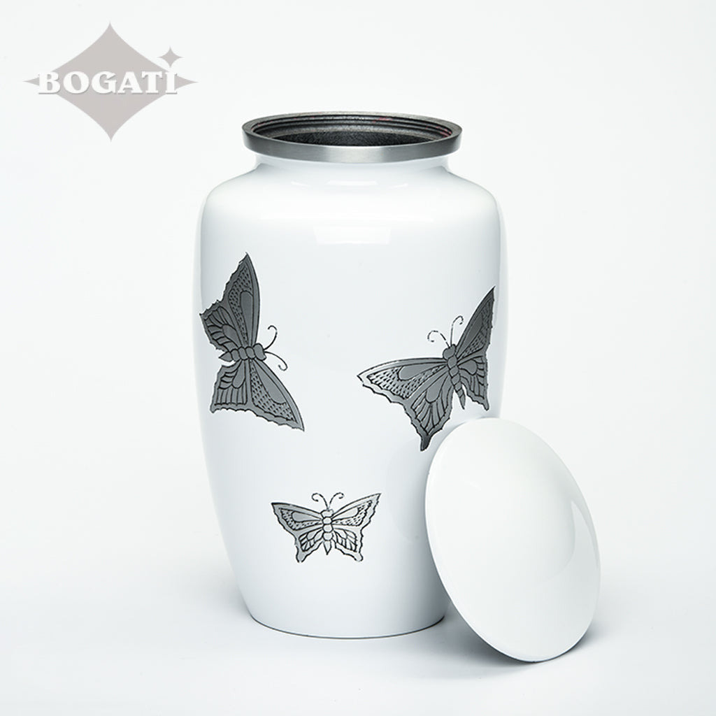 ADULT -Classic Alloy Urn -2415– with engraved BUTTERFLIES