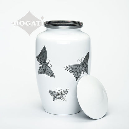 ADULT -Classic Alloy Urn -2415– with engraved BUTTERFLIES