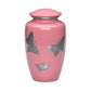 ADULT -Classic Alloy Urn -2415– with engraved BUTTERFLIES Pink