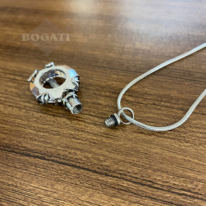 J-2510 - Iridescent Cut Glass Circle With Tree Of Life Pendant Chain