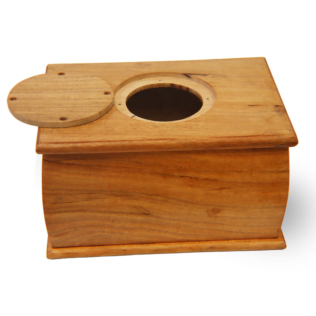 ADULT / XL - Acacia Wood "Arc" Urn with CNC Floral Garland Border