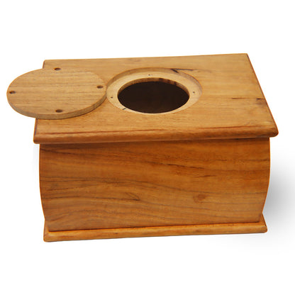 ADULT / XL - Acacia Wood "Arc" Urn with CNC Floral Garland Border