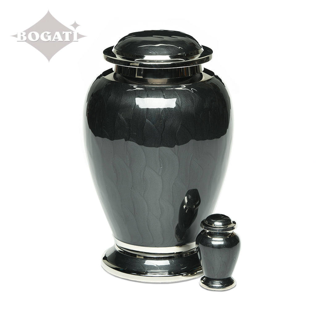 KEEPSAKE - Brass Urn -2571- Gleaming Enamel with Nickel Banding