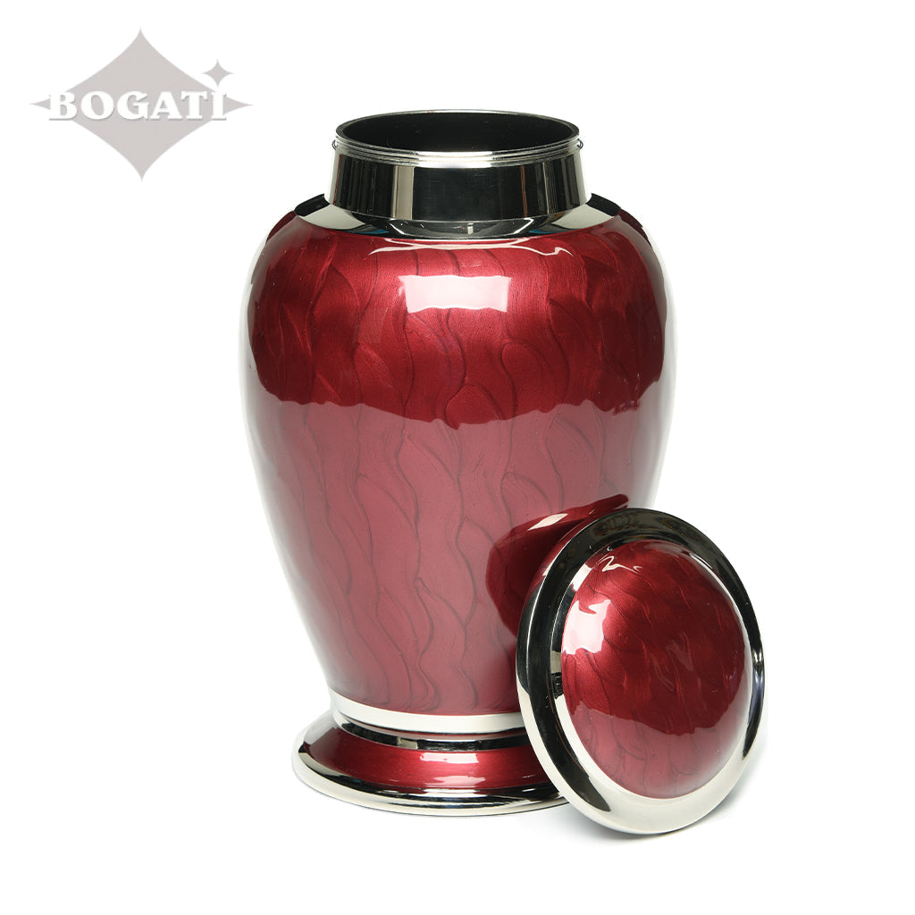 ADULT - Brass Urn -2571- Gleaming Enamel with Nickel Banding