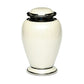 ADULT - Brass Urn -2571- Gleaming Enamel with Nickel Banding White