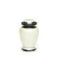 KEEPSAKE - Brass Urn -2571- Gleaming Enamel with Nickel Banding White