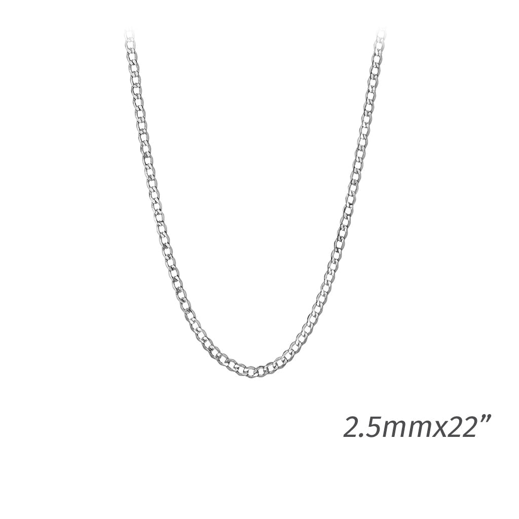 Silver-Tone Curb Chain - 2.5Mm 22 Length