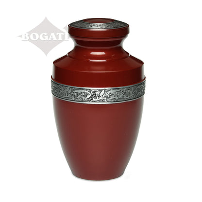 ADULT - Alloy Urn -3076- Grecian with Flowing Vine Brick Red