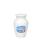 KEEPSAKE -Alloy Urn -3126- WHITE with LIGHTHOUSE Design by Bogati©