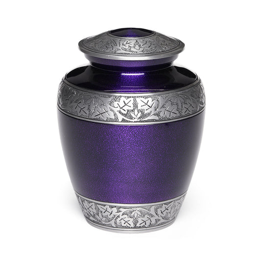 ADULT -Classic Alloy Urn -3246– PURPLE with VINE BAND