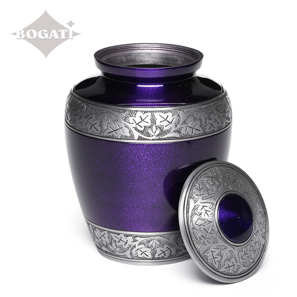 ADULT -Classic Alloy Urn -3246– PURPLE with VINE BAND