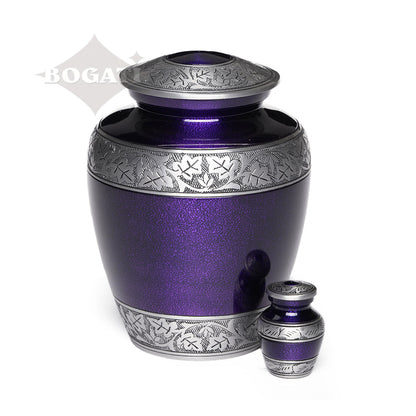 ADULT -Classic Alloy Urn -3246– PURPLE with VINE BAND