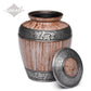 ADULT -Original Alloy Urn -3251– Washed Brown & White - Leaves and Vines