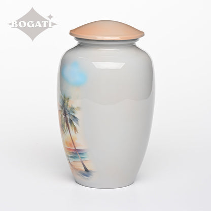ADULT - Alloy Urn -3374- Palm Trees at Sunset