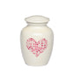 MEDIUM -Classic Alloy Urn -4000– WHITE with PINK HEART