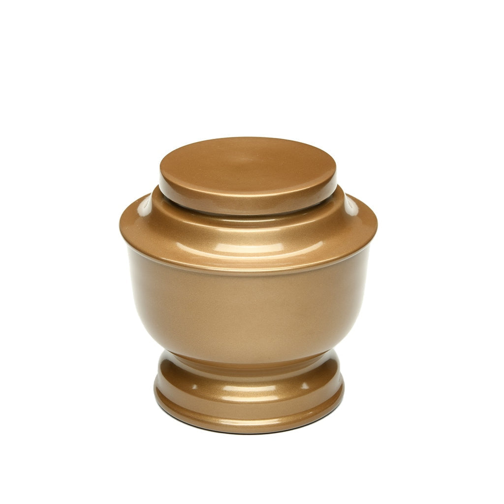 ADULT - Simple Round Alloy Urn -5-5050 Gold