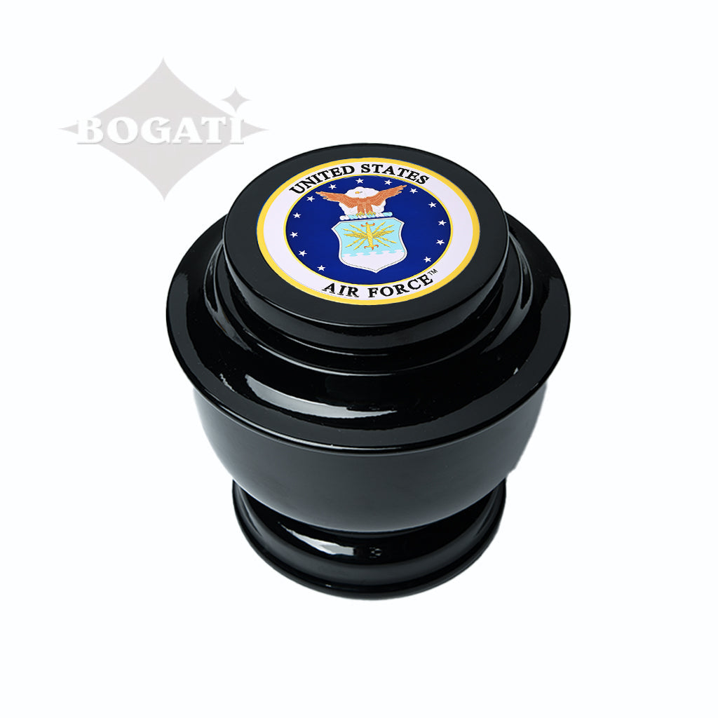 ADULT - Simple Alloy Urn -5-5050- Black with Military Emblem Air Force