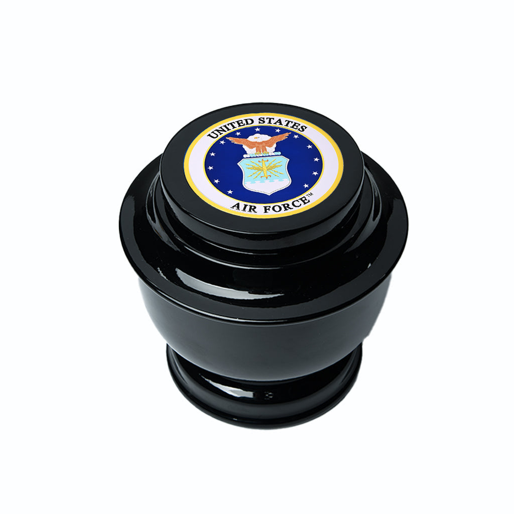 ADULT - Simple Alloy Urn -5-5050- Black with Military Emblem Air Force