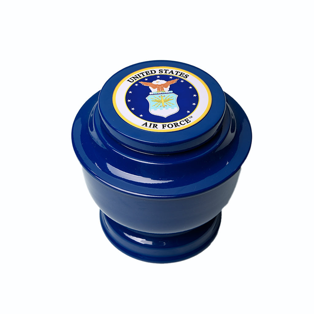 ADULT - Simple Alloy Urn -5-5050- Blue with Military Emblem Air Force