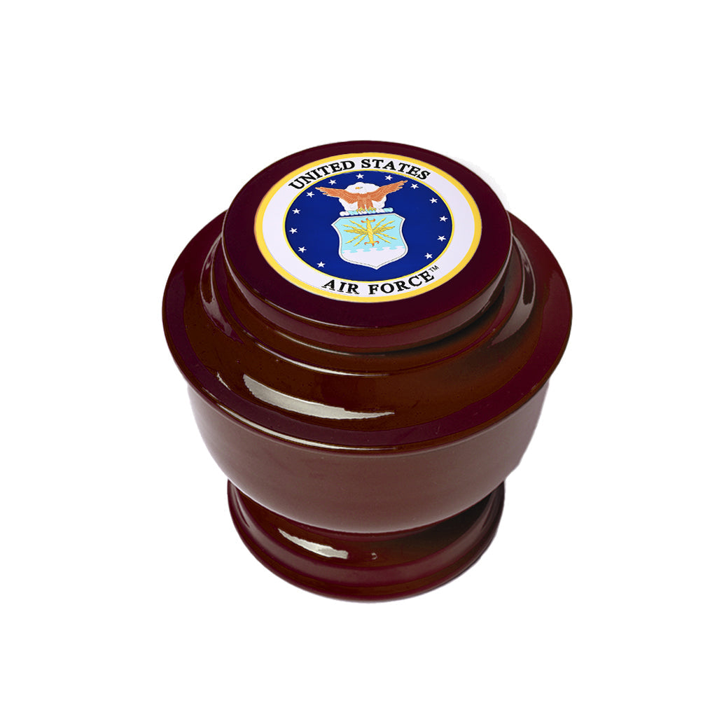 ADULT - Simple Alloy Urn -5-5050- Maroon with Military Emblem Air Force