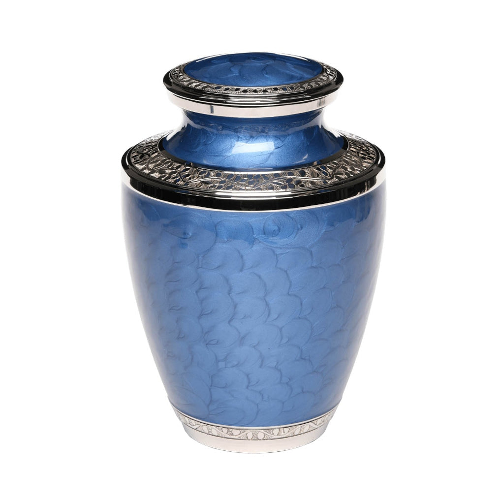 ADULT - Nickel plated Brass Urn Enamel 5-55 Silver-Bands Blue