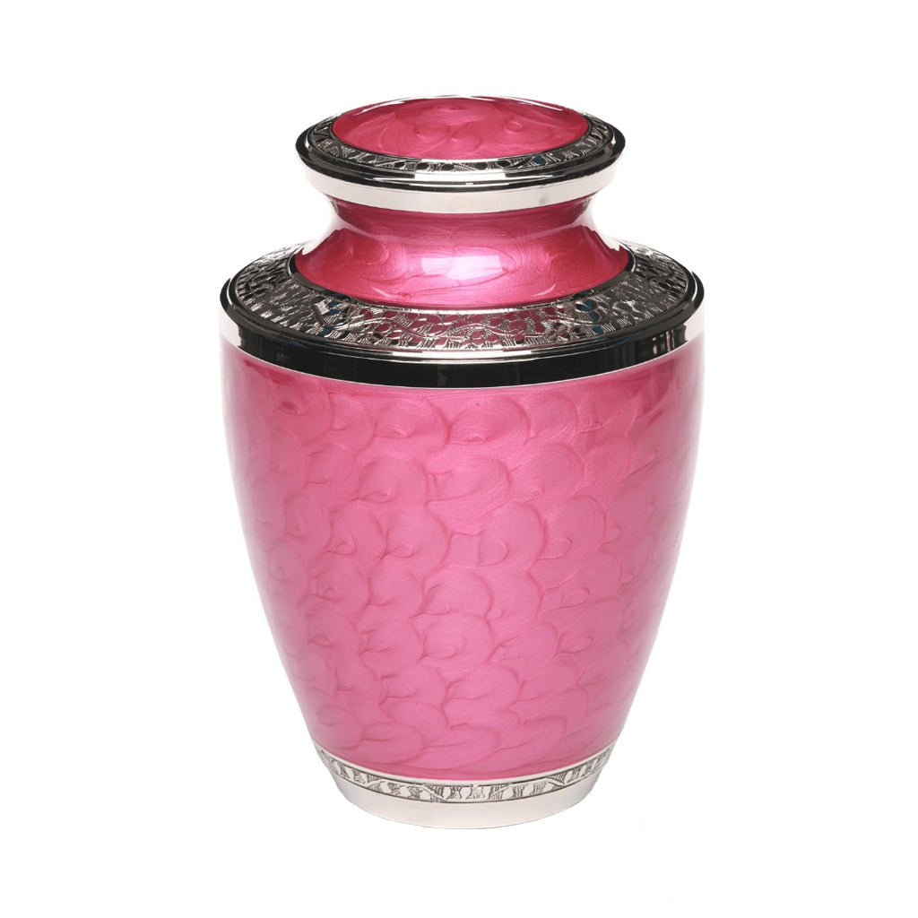 ADULT - Nickel plated Brass Urn Enamel 5-55 Silver-Bands Pink