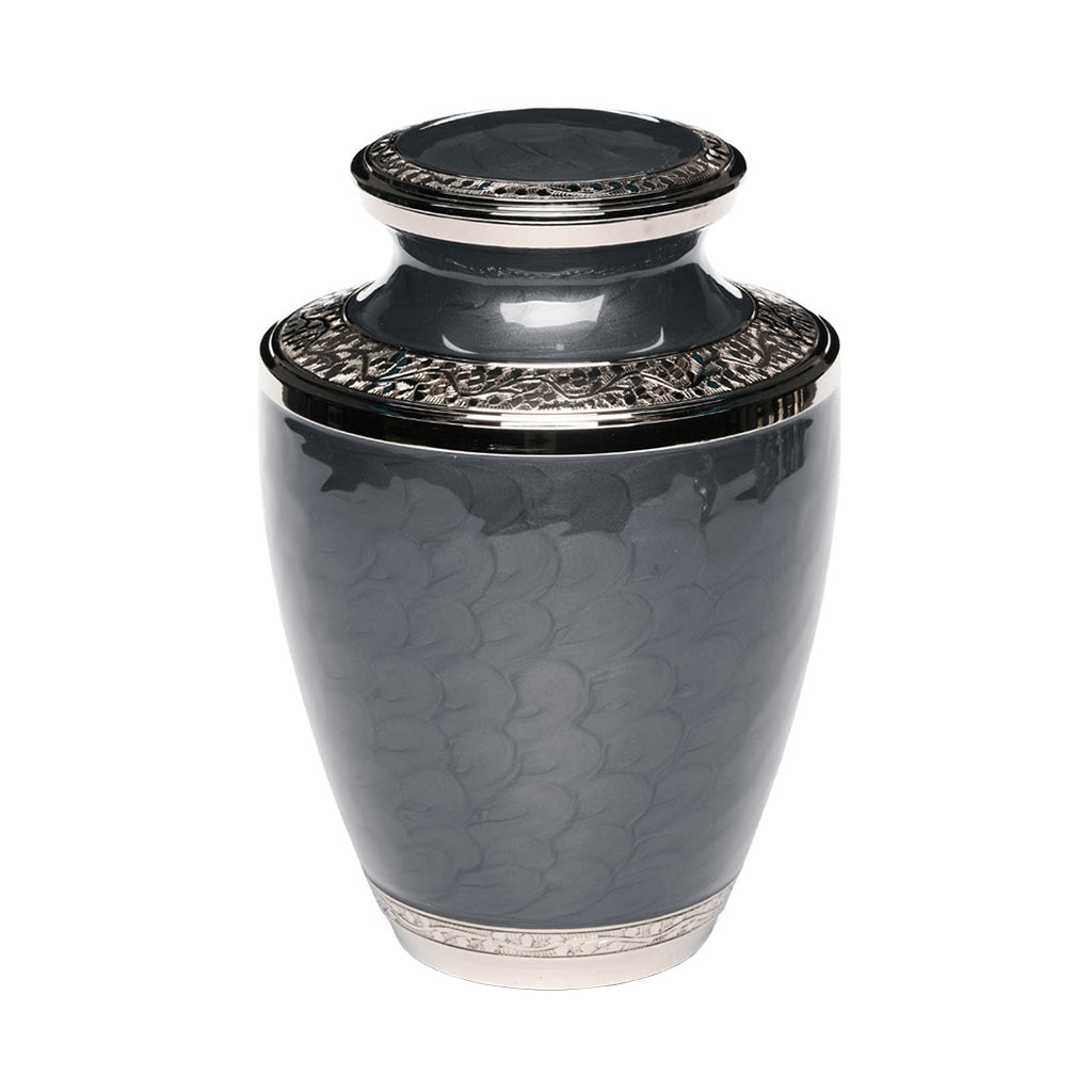 ADULT - Nickel plated Brass Urn Enamel 5-55 Silver-Bands Charcoal