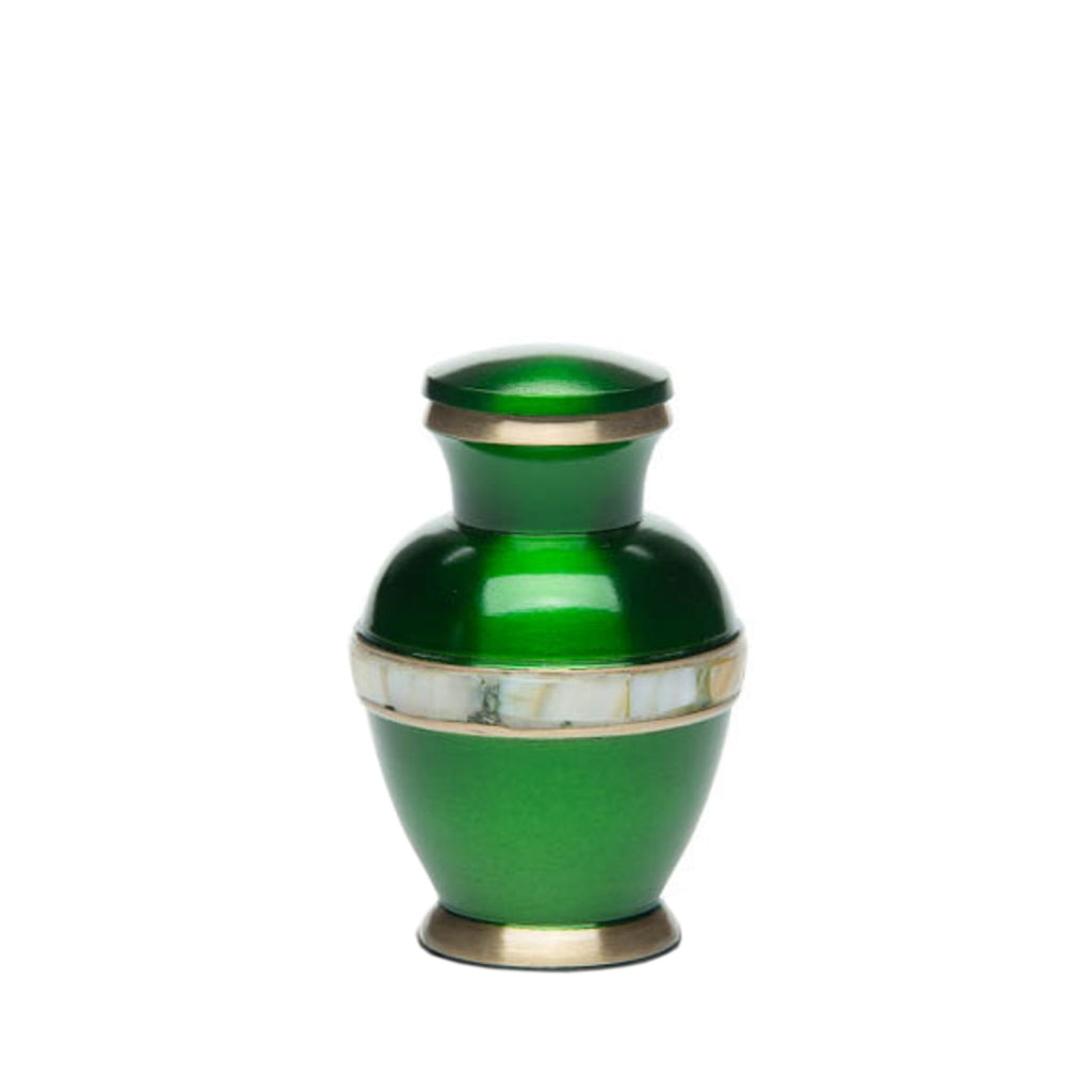 KEEPSAKE Brass urn -5000-1- High-gloss Mother of Pearl Green