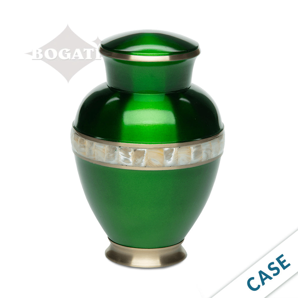 ADULT - Brass Urn -5000-1 - High-gloss Mother of Pearl - Case of 6 Green