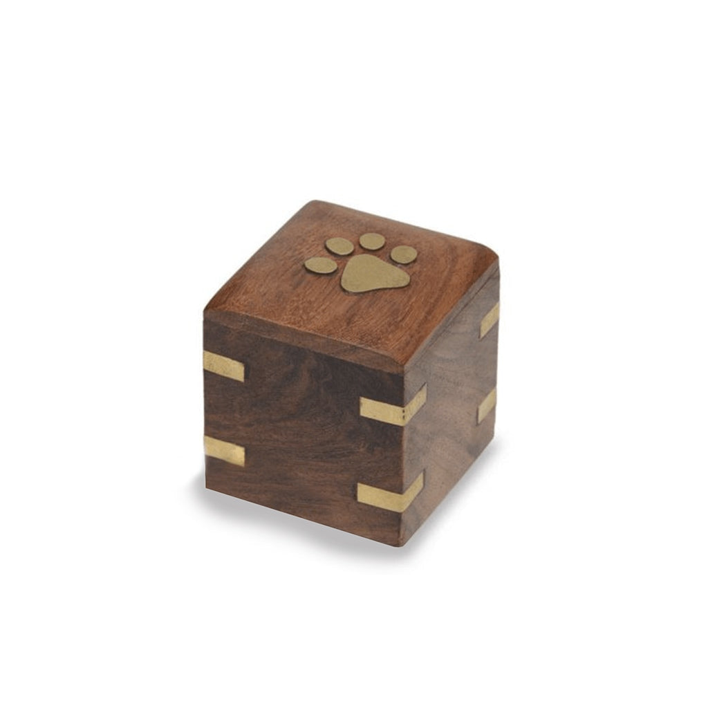 KEEPSAKE MINI - Rosewood Pet Urn -5075- Brass Paw and Corners