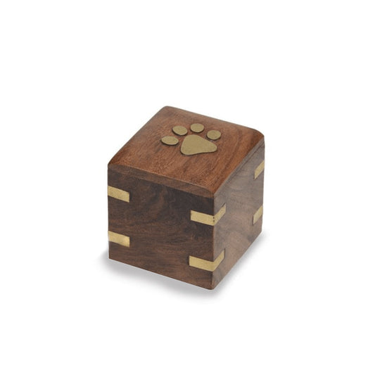 KEEPSAKE MINI - Rosewood Pet Urn -5075- Brass Paw and Corners